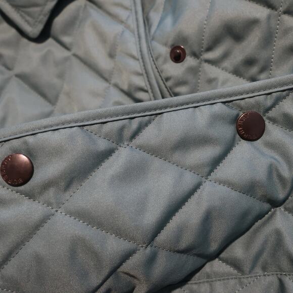 BURBERRY Quilted Jacket In Turquoise Nova Check Snap Close Women’s Size XS - Picture 11 of 16